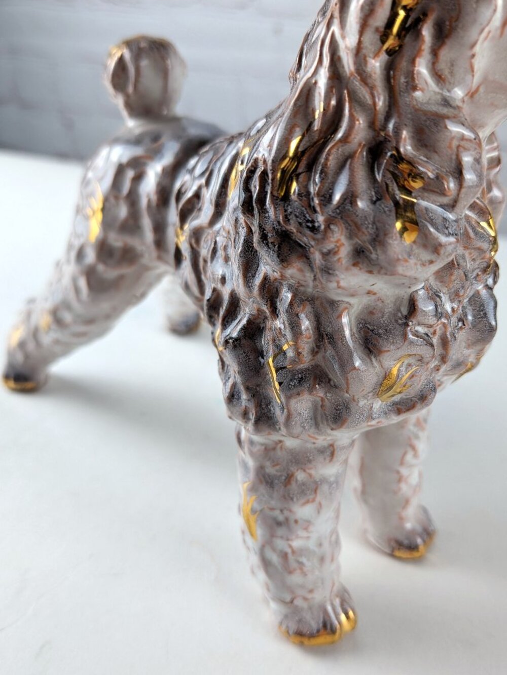 Vintage 50s/60s Pink/Gold Ceramic Poodle Statue - Picture 9 of 12